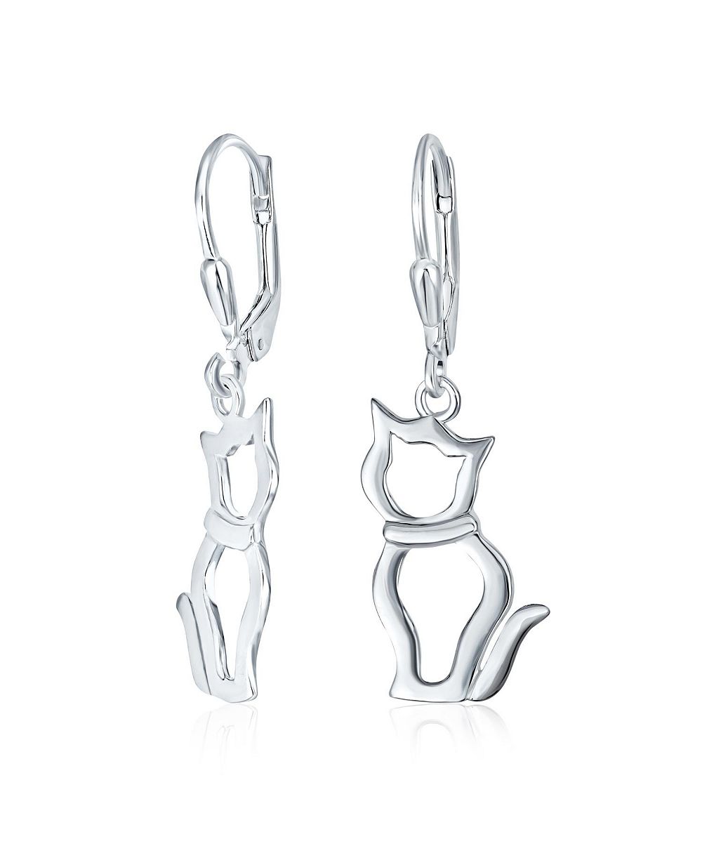Серьги Bling Jewelry Best Friend Animal Lover Dangle Sterling Cat Design
