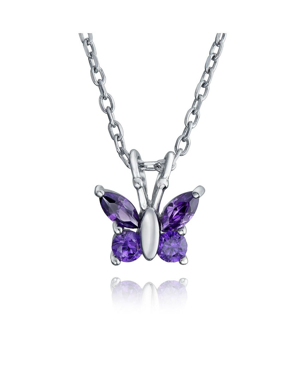 Подвеска Bling Jewelry Mini Petite Tiny Clear Cubic Zirconia CZ Garden Insect Butterfly Pendant Necklace, серебро 925, позолота Rose Gold