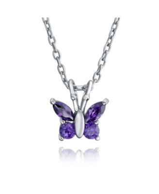 Подвеска Bling Jewelry Mini Petite Tiny Clear Cubic Zirconia CZ Garden Insect Butterfly Pendant Necklace, серебро 925, позолота Rose Gold