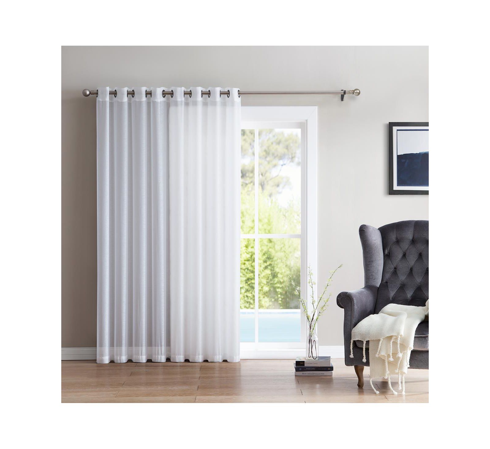 HLC.ME Sheer Grommet Patio Curtain Panel for Sliding Glass Doors - 100 W x 84 L