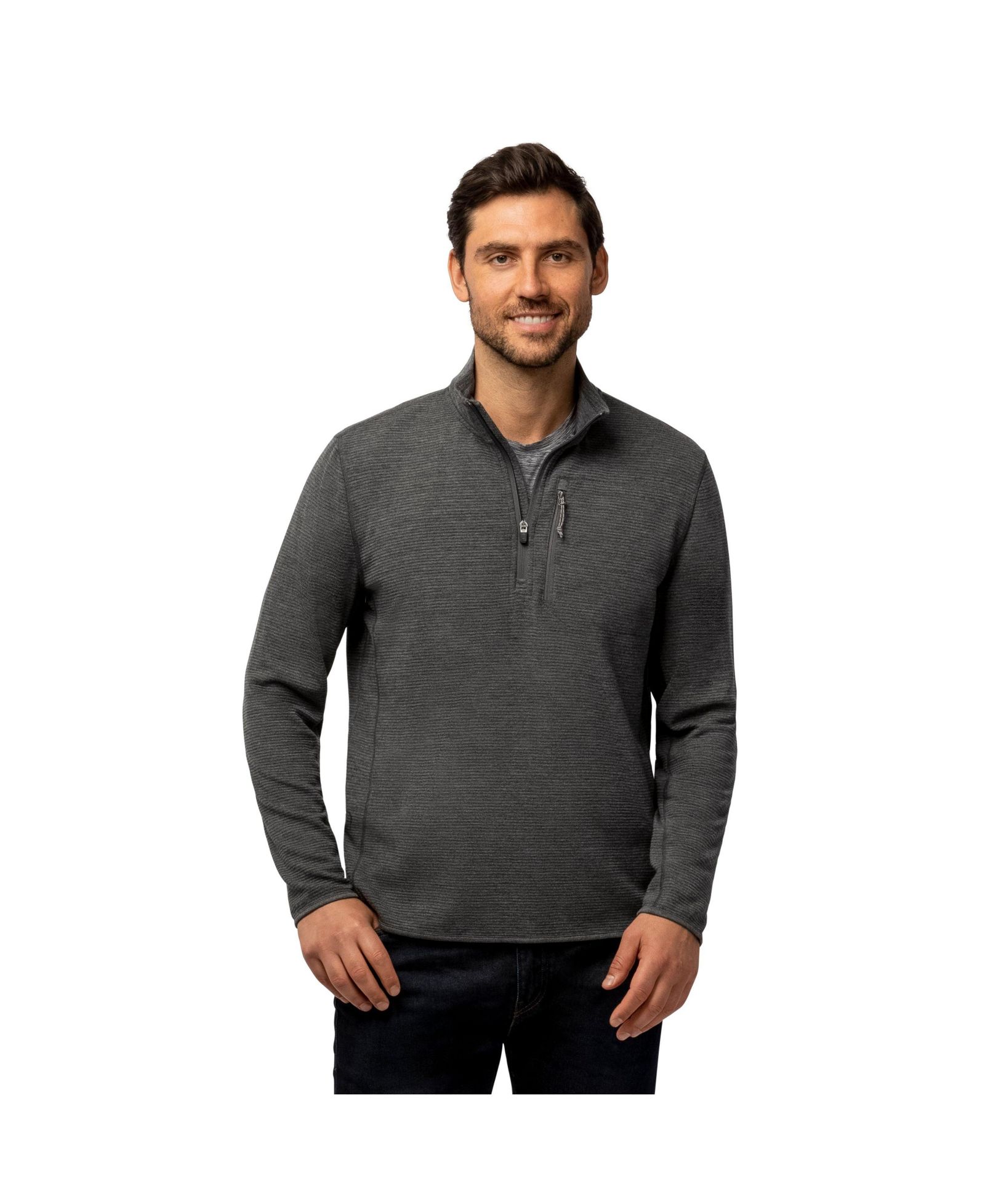 Free Country Мужская рубашка с длинным рукавом Altitude Quilt 1/2 Zip Mock Neck