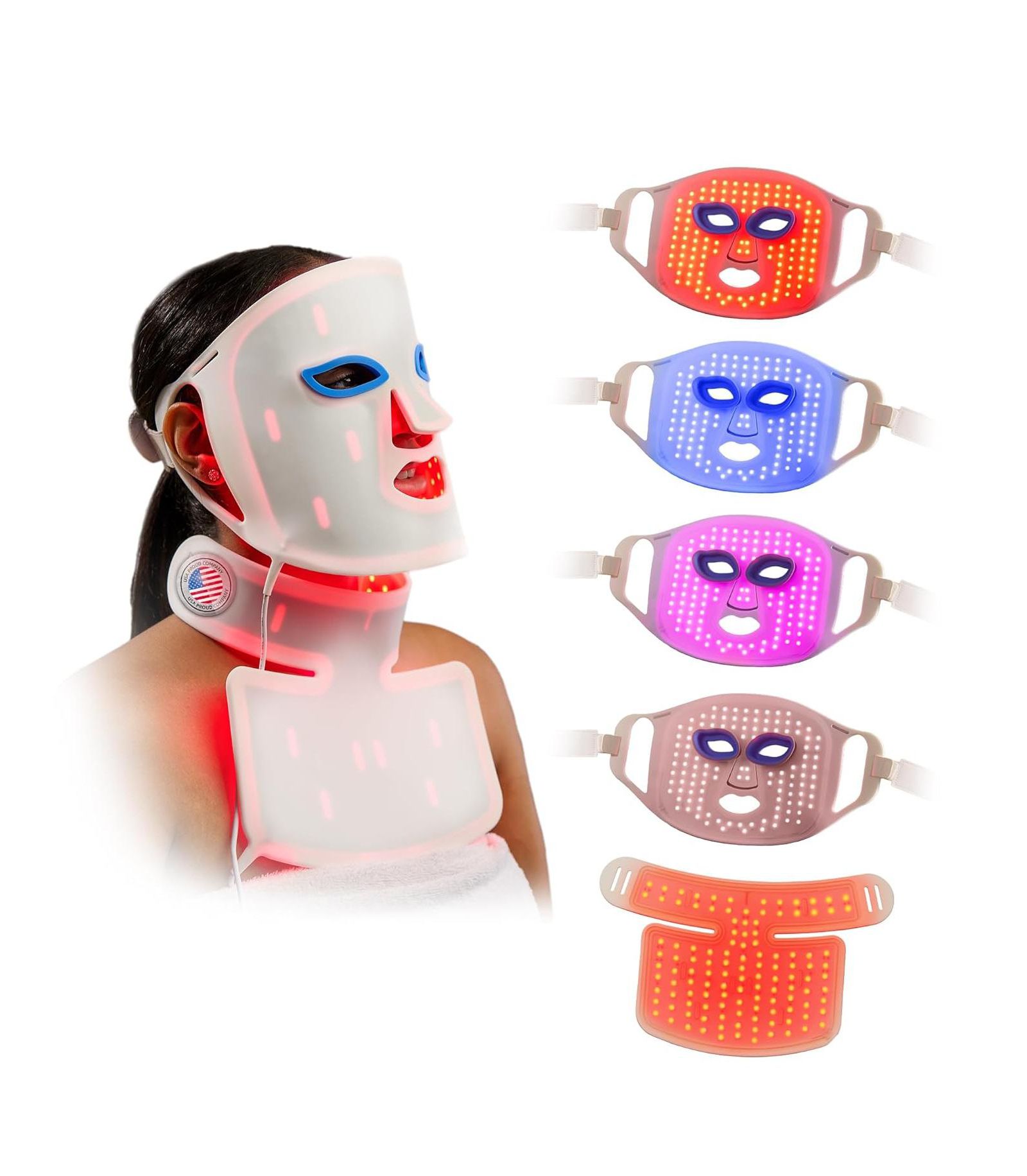 Маска для светотерапии Lifepro Red Light Therapy Mask с 3-4 режимами, автотаймером и аккумулятором 2000mAh для ежедневного ухода за кожей