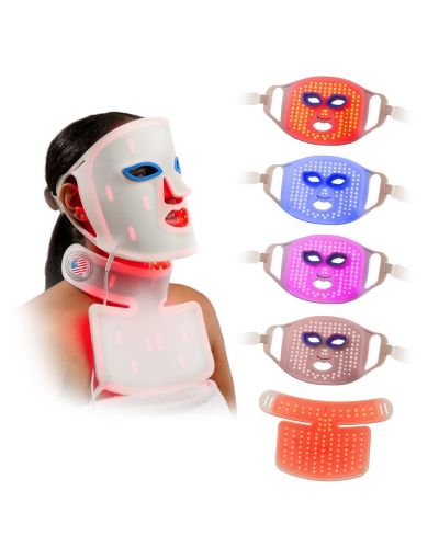 Lifepro Red Light Therapy Mask - Revitaglow LED Face & Neck Mask with 3-4 Modes, Auto-Timer & 2000mAh Battery for Daily Skin Wellness