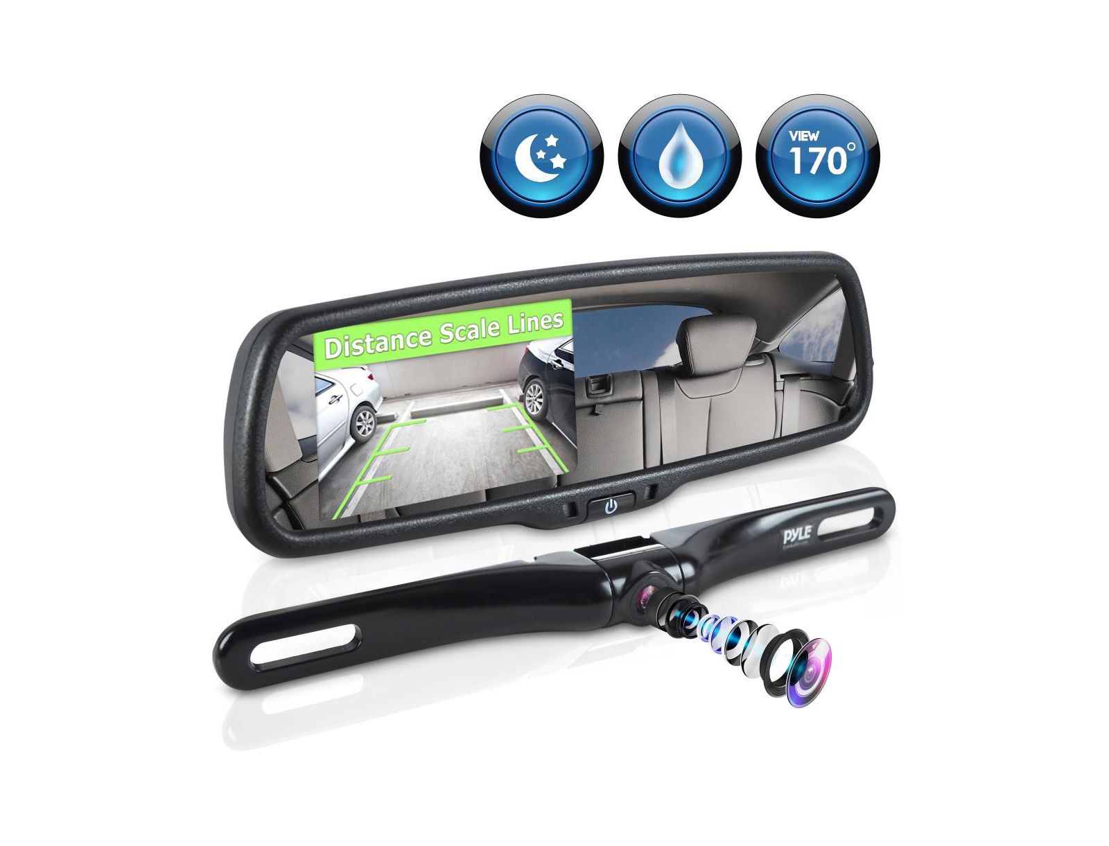 Pyle Waterproof 4.3" LCD Rearview Mirror Backup Camera Kit