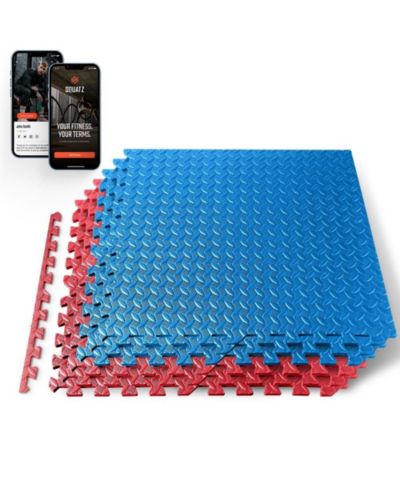 SQUATZ 6-Piece Puzzle Exercise Mat, EVA Foam Tiles, Red/Blue