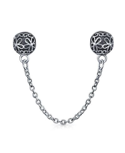 Bling Jewelry Double Bouquet Clasp Stopper Charm Bead for Bracelet .925 Sterling Silver