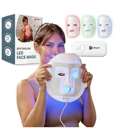 Lifepro LED маска для светотерапии лица и шеи - красная LED маска, 3 режима, перезаряжаемая маска для ухода за кожей