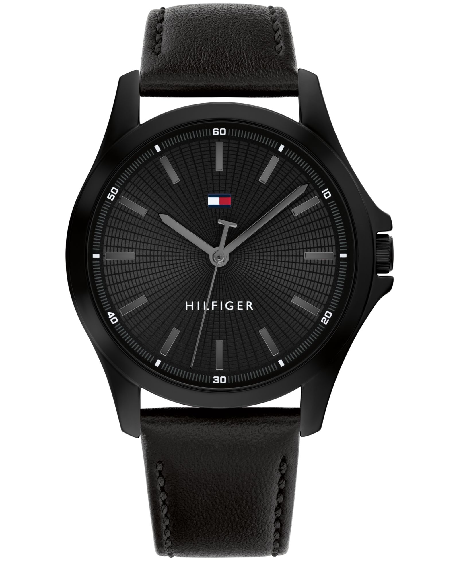 Tommy Hilfiger Мужские часы Quartz Black Leather Strap, 43mm