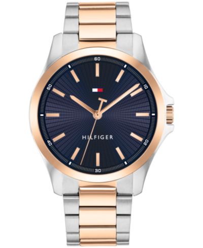 Мужские кварцевые часы Tommy Hilfiger с двухцветным стальным браслетом, 43mm
