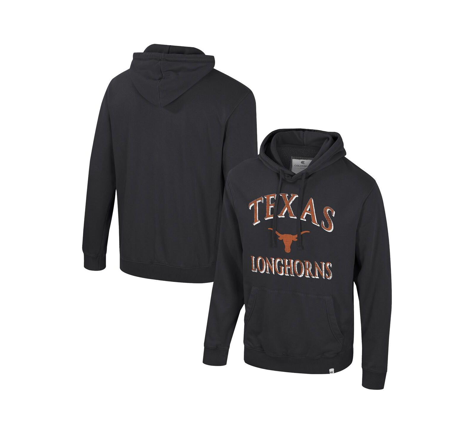 Colosseum Мужской Black Texas Longhorns Big & Tall Cap E-Tan Pullover Hoodie