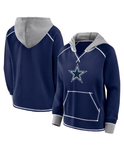 Logo Athletic Women's Navy Dallas Cowboys Boom Fleece Pullover V-Neck Hoodie