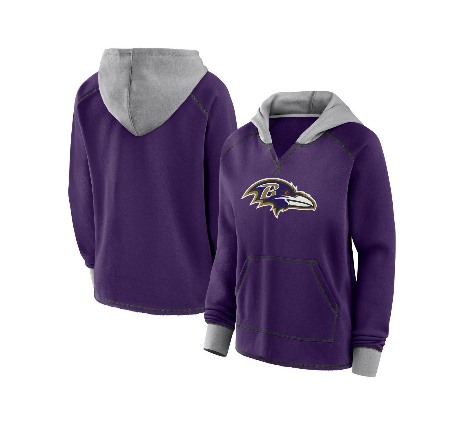 Женский флисовый худи Logo Athletic Purple Baltimore Ravens Boom Fleece Pullover V-Neck