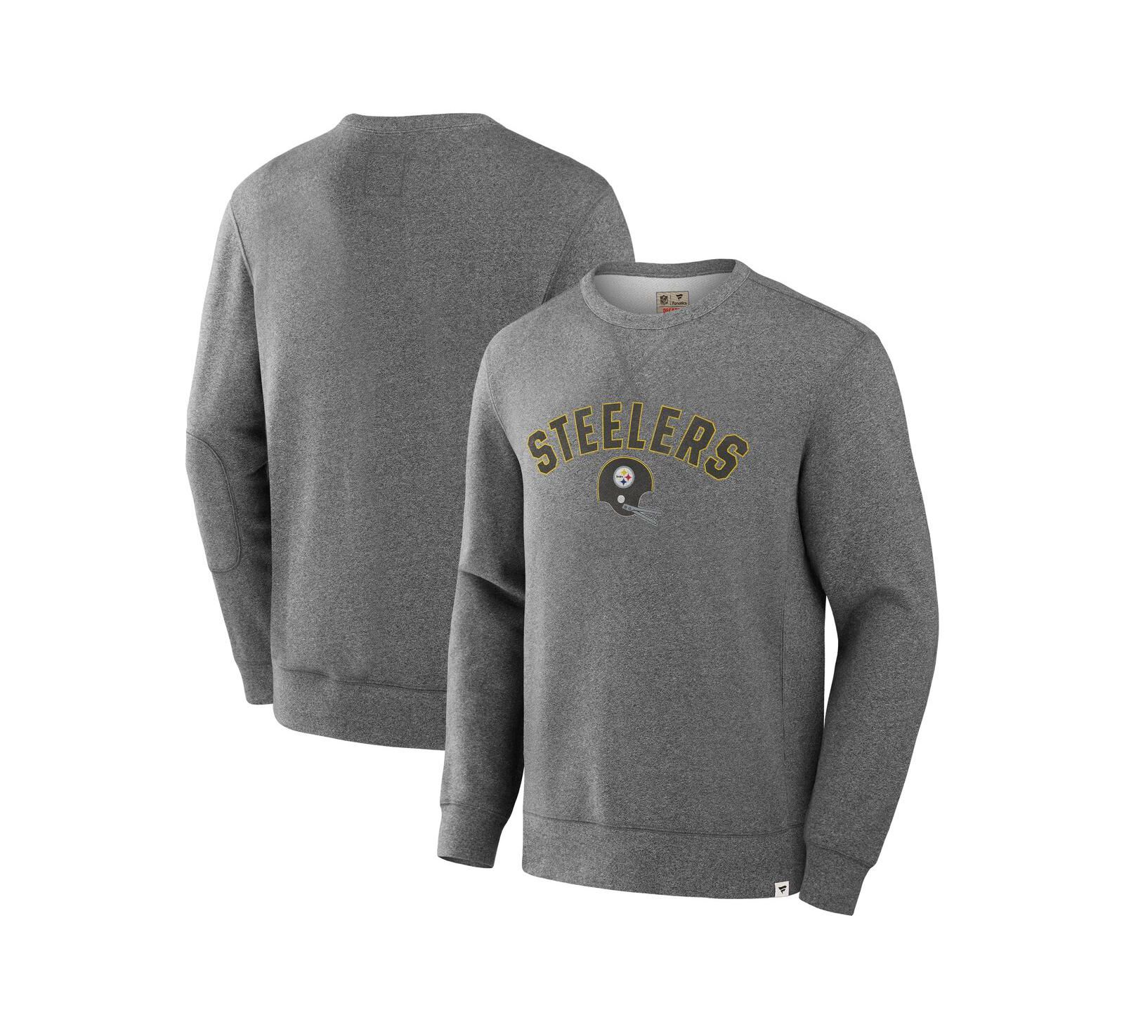 Fanatics Men's Heather Gray Pittsburgh Steelers Loop Terry Pullover Sweatshirt