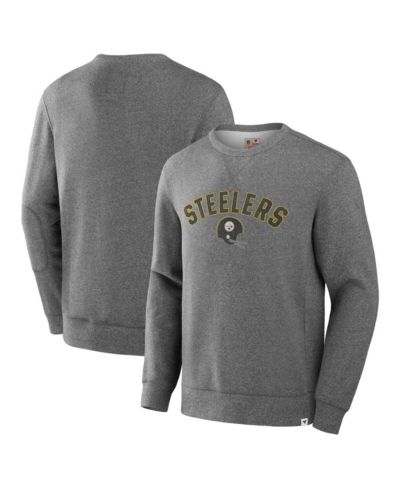 Fanatics Men's Heather Gray Pittsburgh Steelers Loop Terry Pullover Sweatshirt