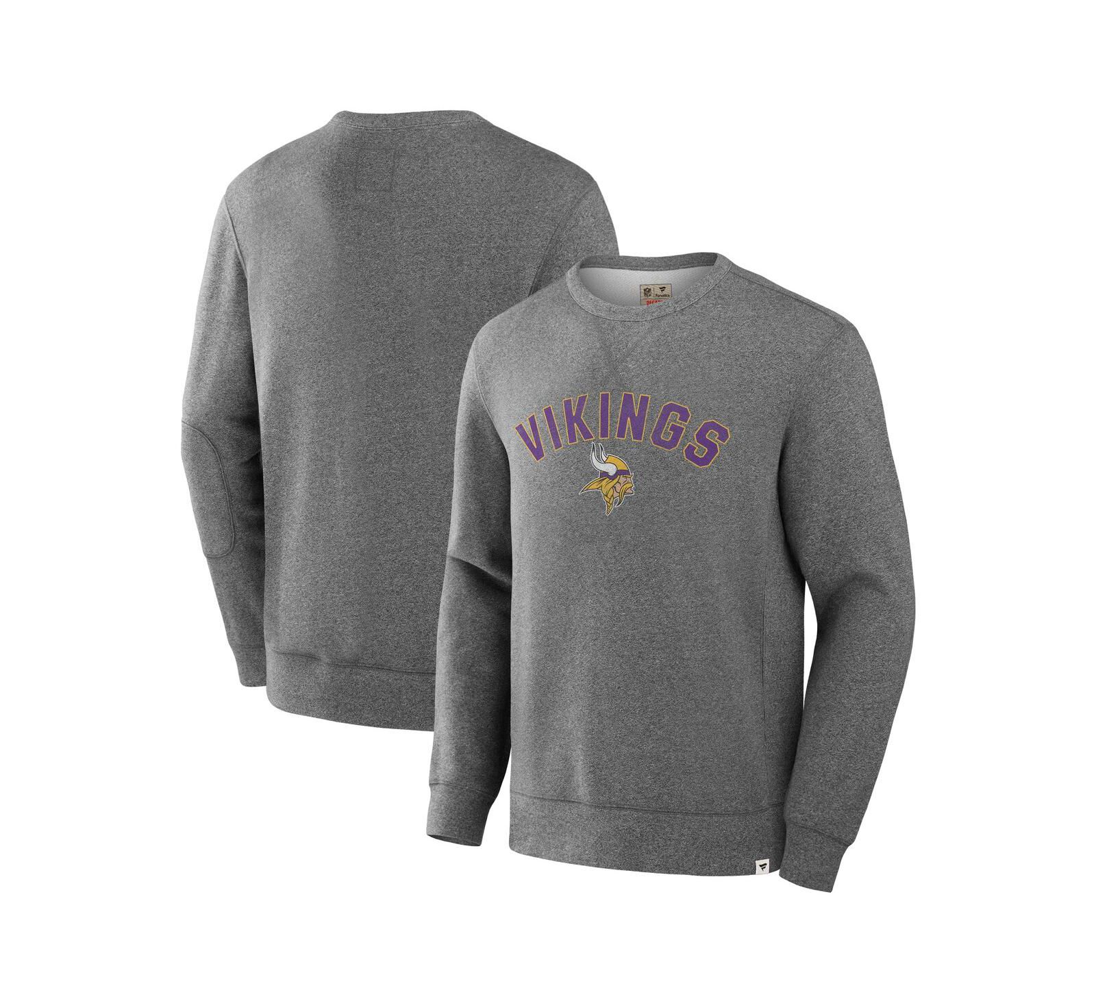 Мужская толстовка Fanatics Heather Gray Minnesota Vikings Loop Terry Pullover
