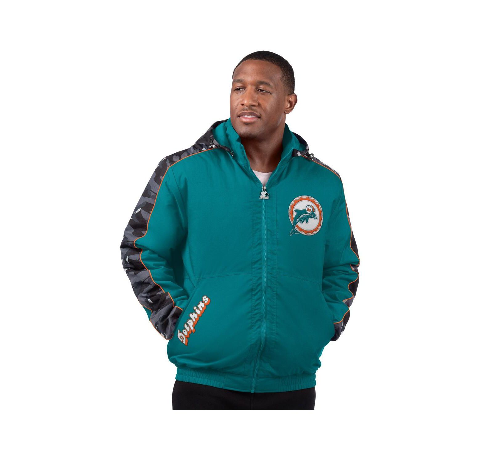 Мужская ветровка-худи Starter Aqua Miami Dolphins Thursday Night Gridiron Full-Zip