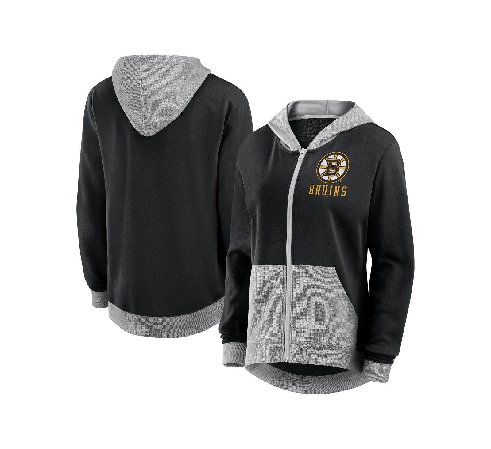Женское худи Logo Athletic Boston Bruins, черное, на молнии, футер French Terry