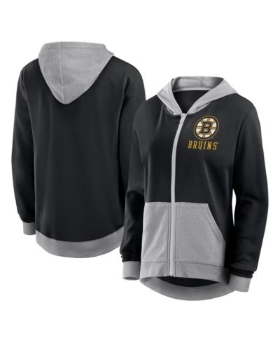 Женское худи Logo Athletic Boston Bruins, черное, на молнии, футер French Terry
