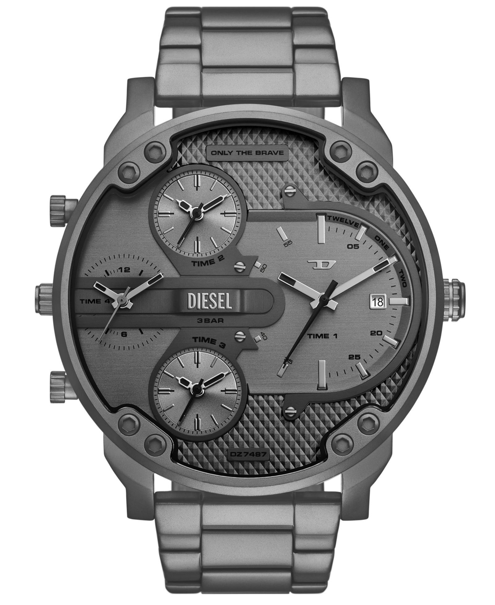 Diesel Men's Mr. Daddy Slim Quartz Three-Hand Date Gray Stainless Steel Watch, 54mm
