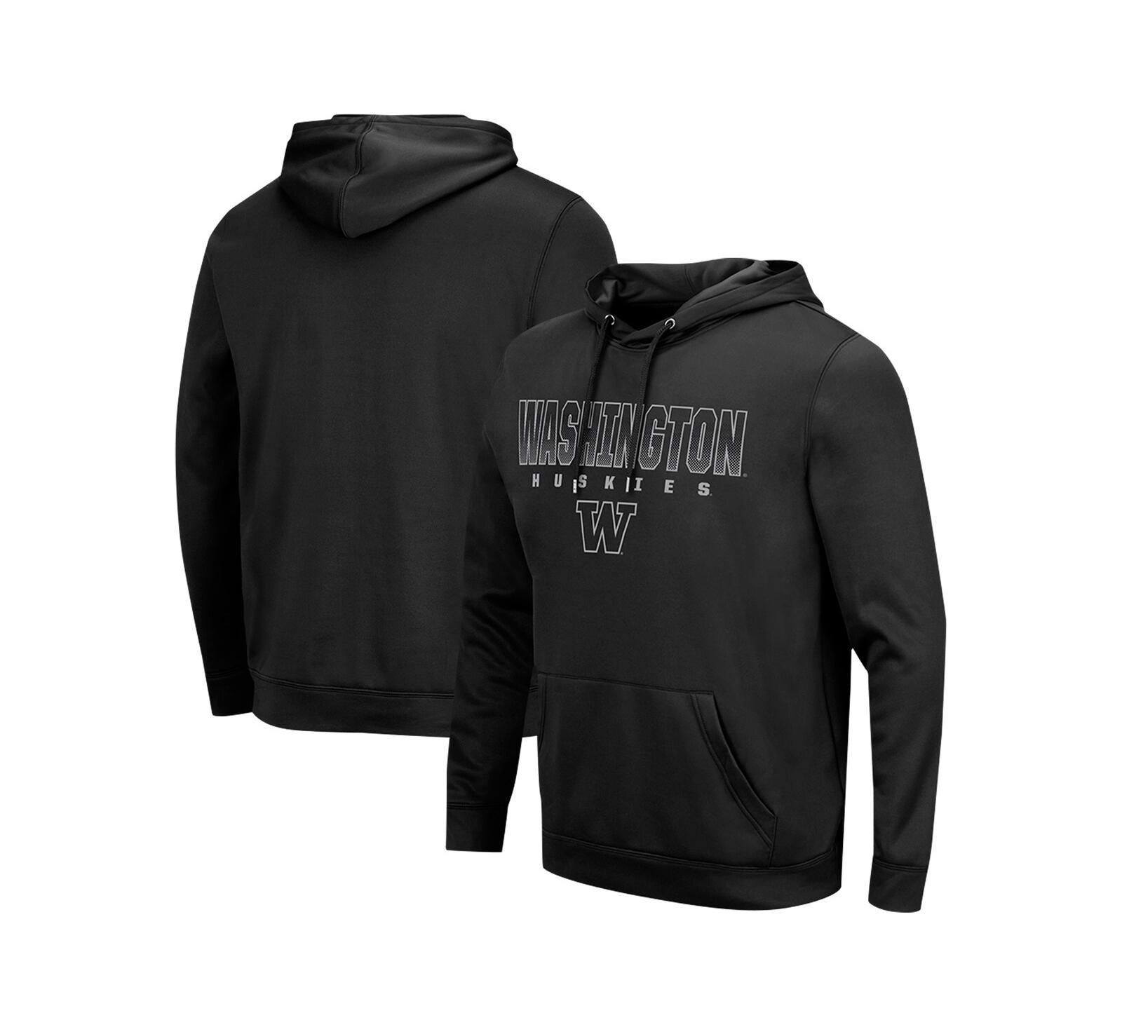 Толстовка Colosseum Men's Black Washington Huskies Blackout 3.0 Pullover