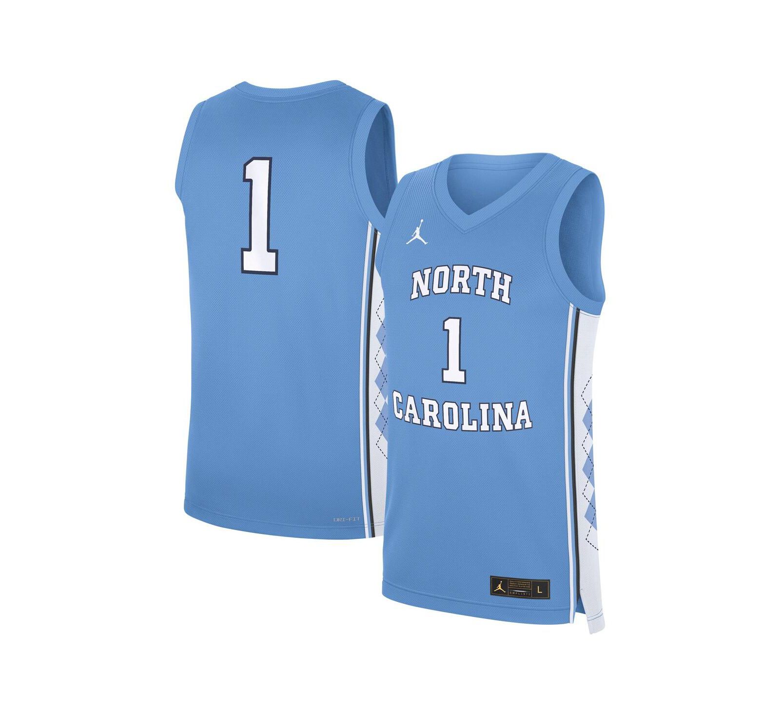 Мужская джерси Jordan Carolina Blue North Carolina Tar Heels Road Replica Basketball