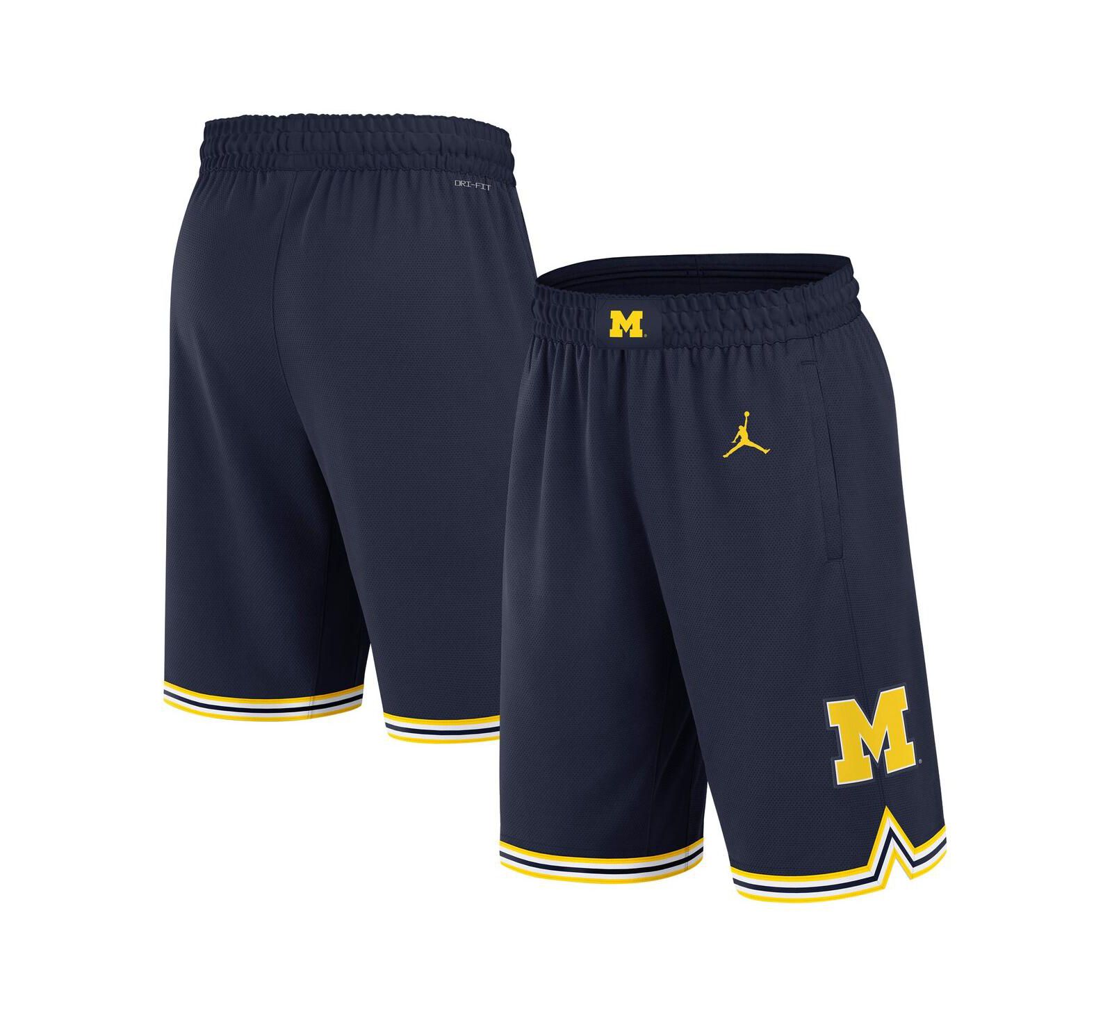 Jordan Men's Navy Michigan Wolverines Road Replica Performance Basketball Shorts