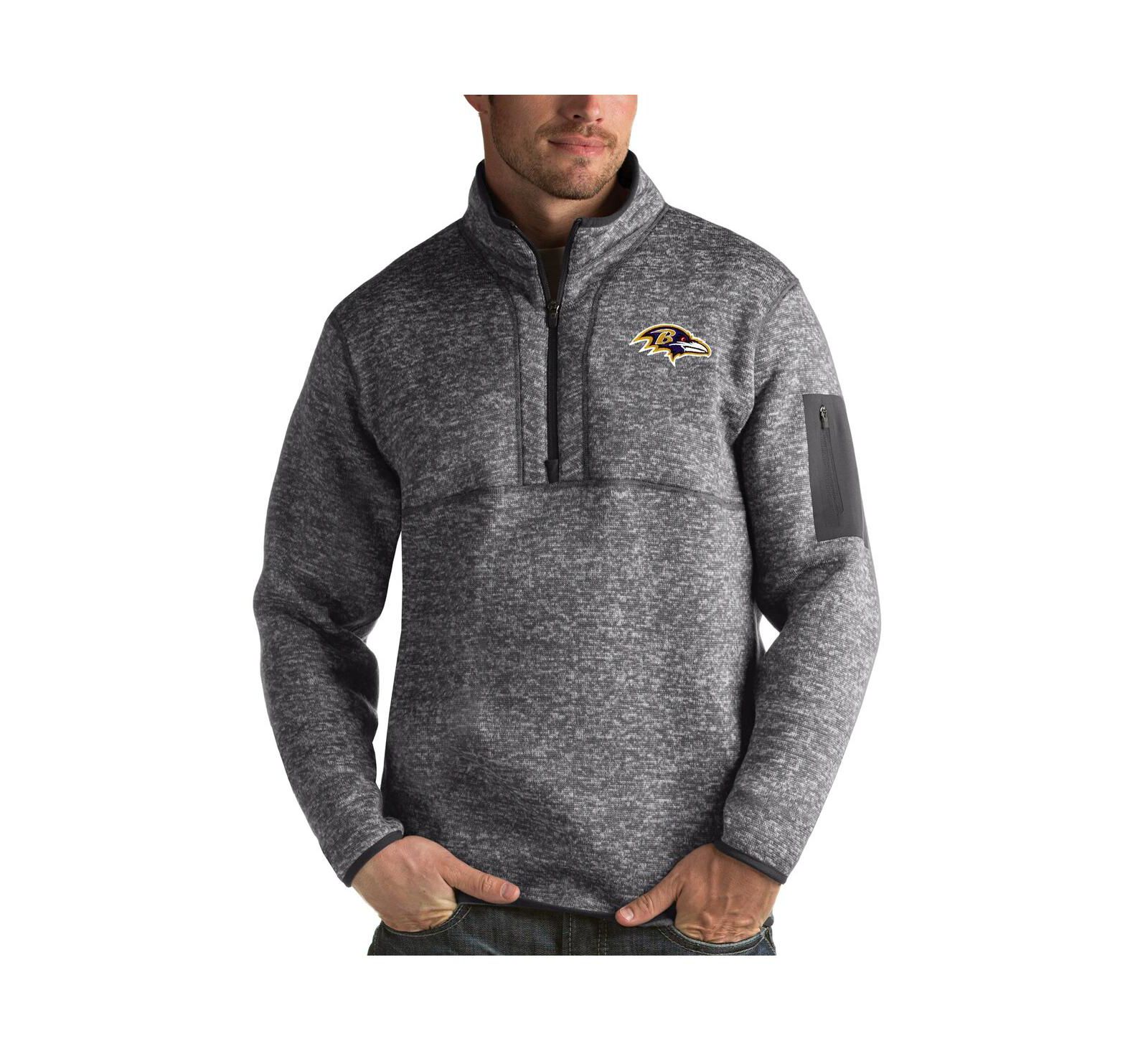 Antigua Men's Charcoal Baltimore Ravens Fortune Quarter-Zip Pullover Jacket