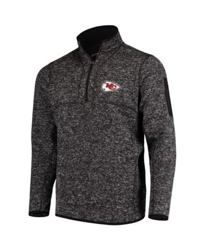 Куртка Antigua Men's Heather Black Kansas City Chiefs Fortune Quarter-Zip Pullover Jacket