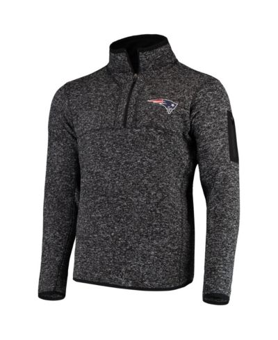 Мужская куртка Antigua Heather Black New England Patriots Fortune Quarter-Zip Pullover