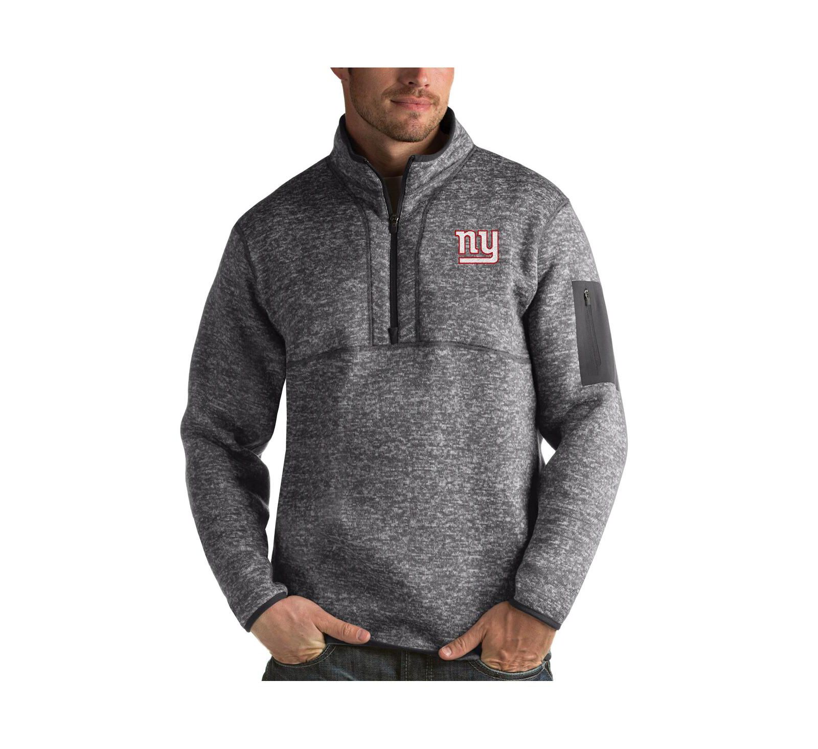 Antigua Men's Charcoal New York Giants Fortune Quarter-Zip Pullover Jacket