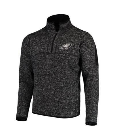 Мужская ветровка Antigua Heather Black Philadelphia Eagles Fortune Quarter-Zip Pullover Jacket