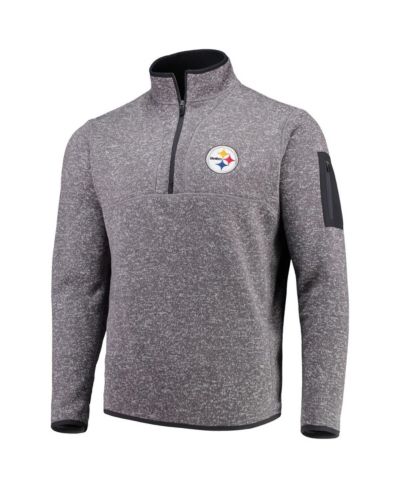Antigua Men's Charcoal Pittsburgh Steelers Fortune Quarter-Zip Pullover Jacket