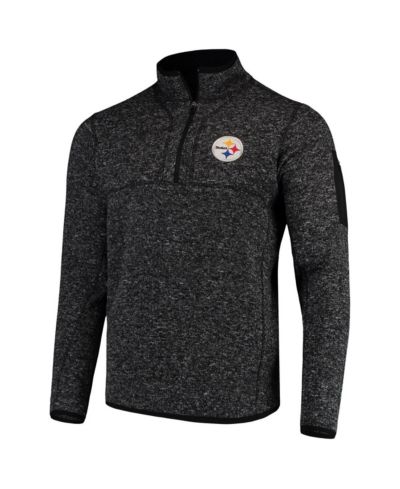 Antigua Мужской джемпер на молнии Pittsburgh Steelers Fortune Heather Black