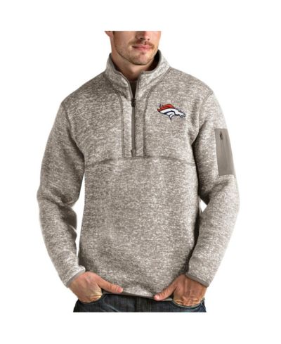Antigua Мужская куртка-толстовка Denver Broncos Fortune Quarter-Zip, цвет Oatmeal
