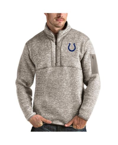 Мужская ветровка Antigua Oatmeal Indianapolis Colts Fortune Quarter-Zip Pullover Jacket