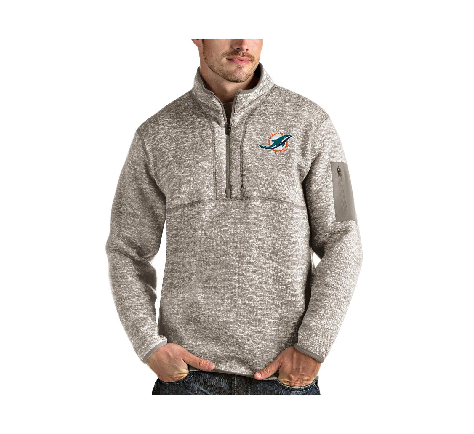 Куртка Antigua Men's Miami Dolphins Fortune Quarter-Zip Pullover, овсяный цвет