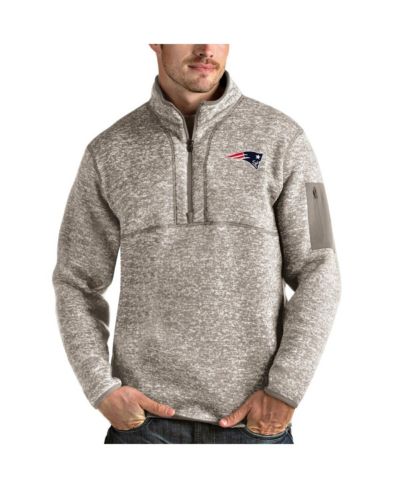 Antigua Мужской джемпер pullover quarter-zip New England Patriots Fortune овсяный