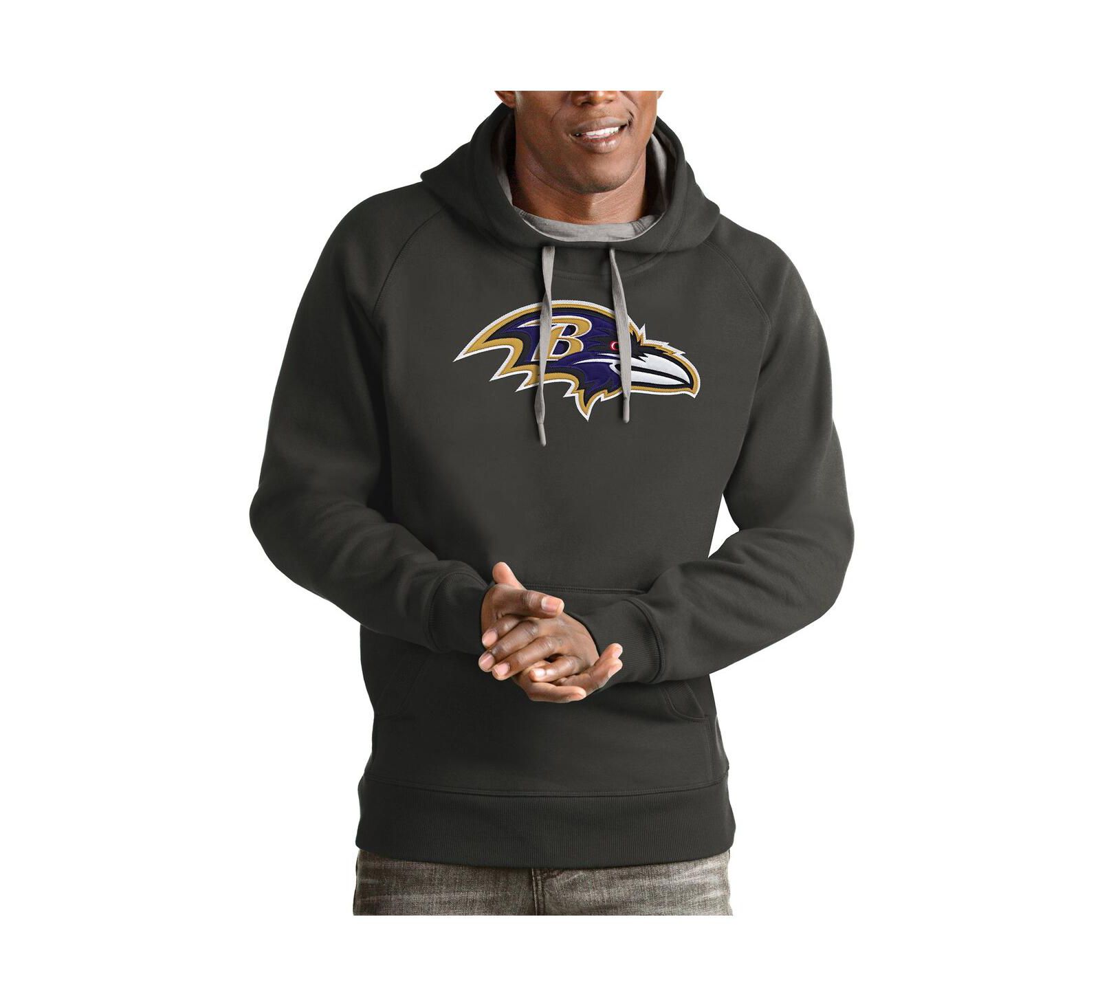 Мужское худи Antigua Charcoal Baltimore Ravens Victory, пуловер