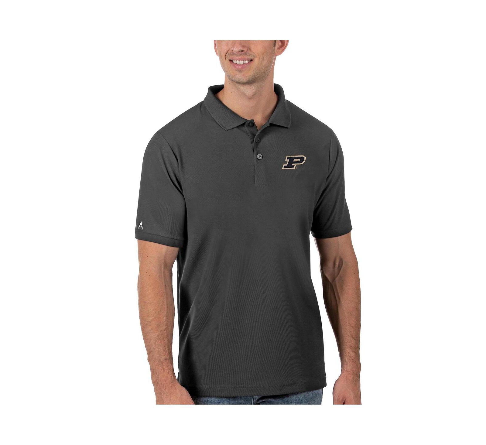Antigua Men's Anthracite Purdue Boilermakers Legacy Pique Polo