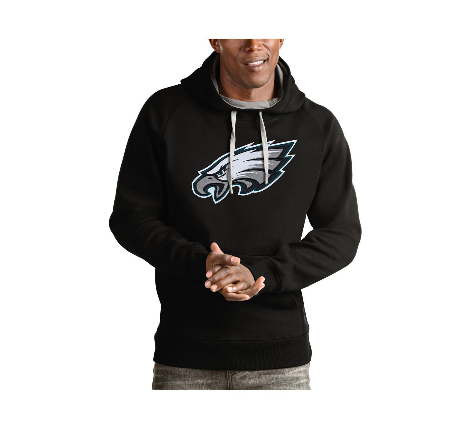 Antigua Men's Black Philadelphia Eagles Victory Pullover Hoodie