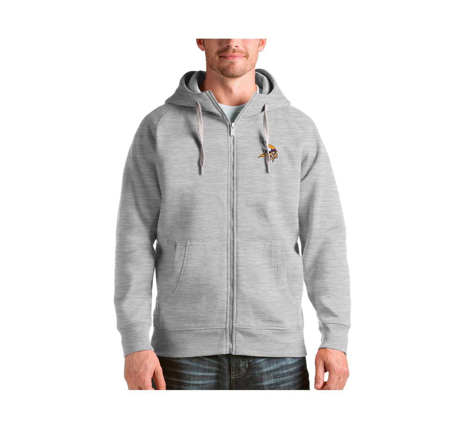 Antigua Мужское худи Minnesota Vikings Victory Full-Zip, цвет Heather Gray