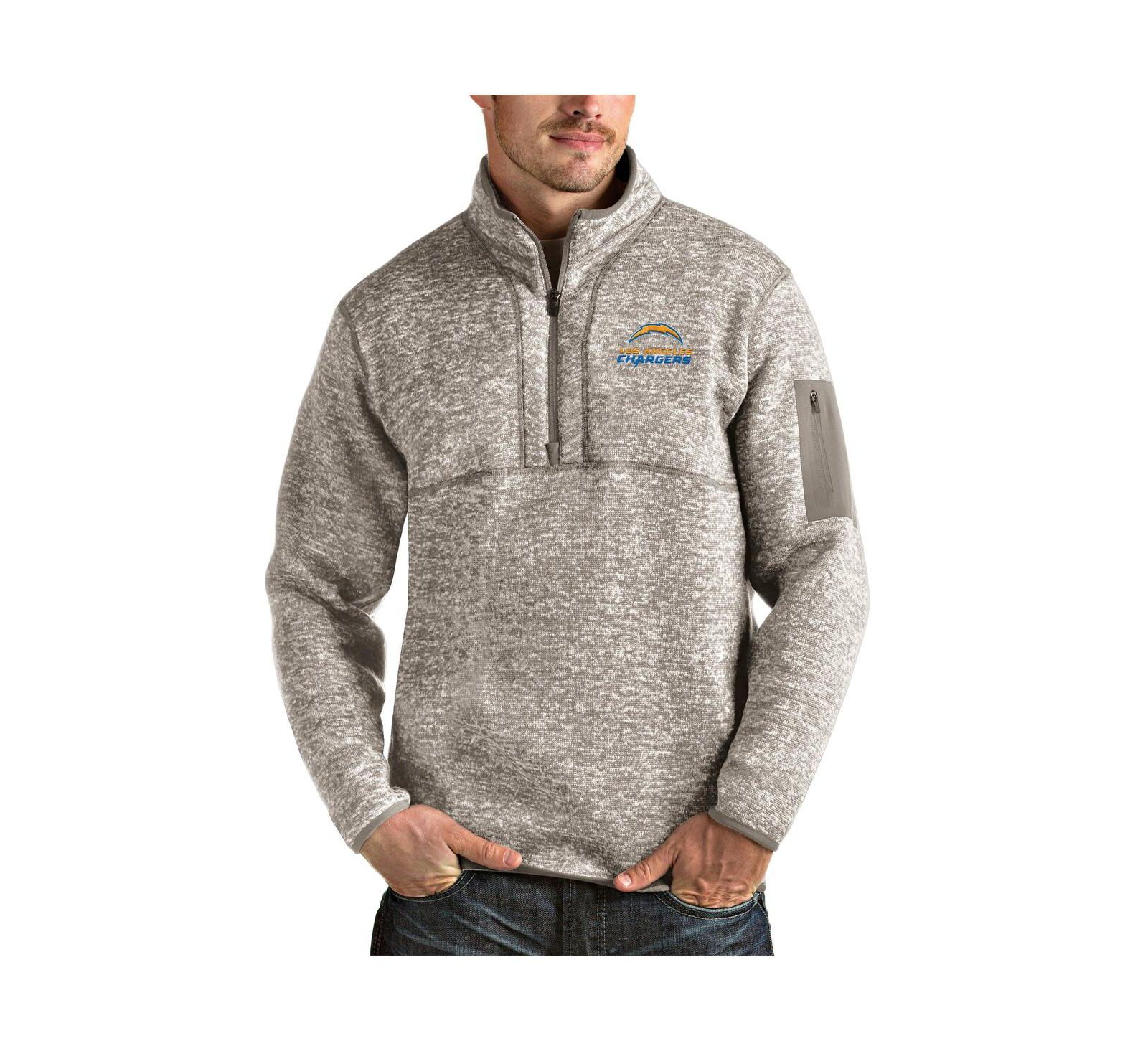 Мужской пуловер-куртка Antigua oatmeal Los Angeles Chargers Alternate Logo Fortune Quarter-Zip