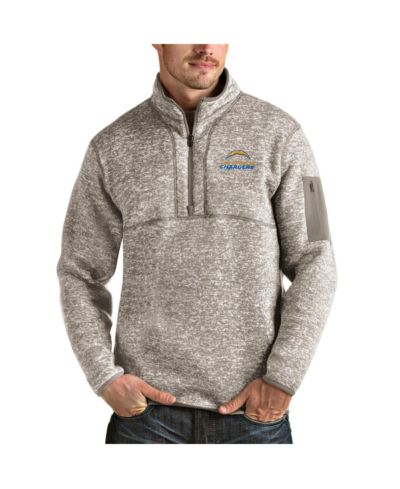 Мужской пуловер-куртка Antigua oatmeal Los Angeles Chargers Alternate Logo Fortune Quarter-Zip