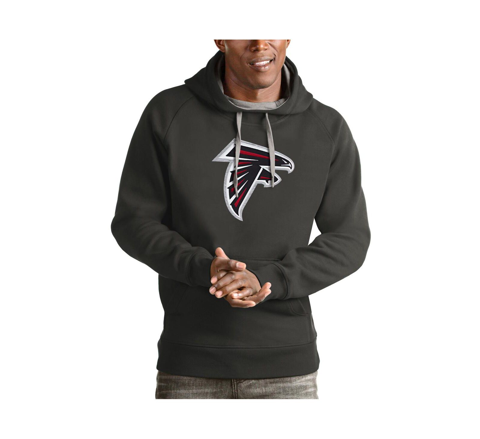 Antigua Men's Charcoal Atlanta Falcons Victory Pullover Hoodie