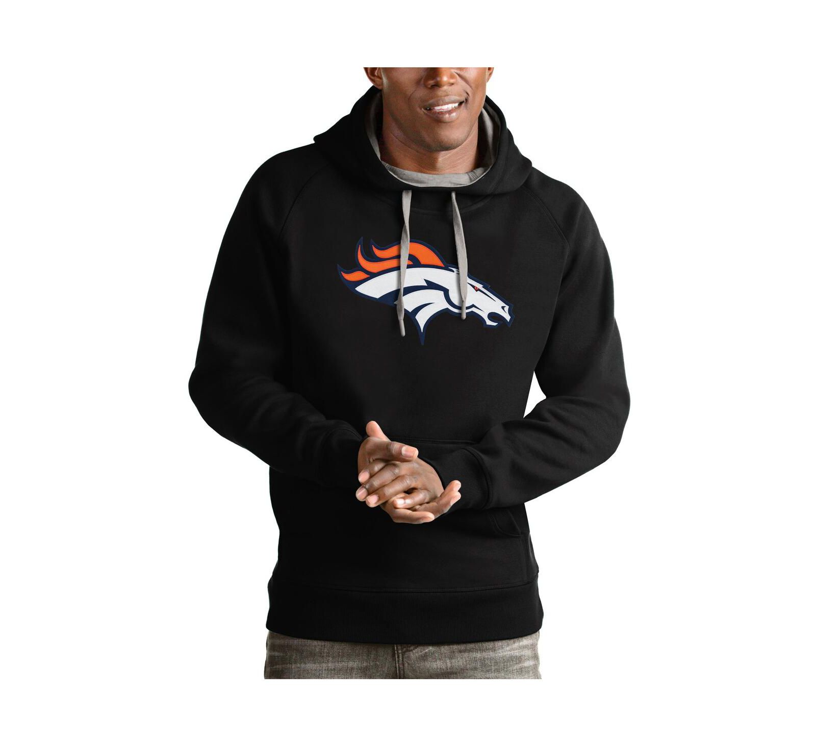 Antigua Мужская черная толстовка Antigua Denver Broncos Victory Pullover Hoodie