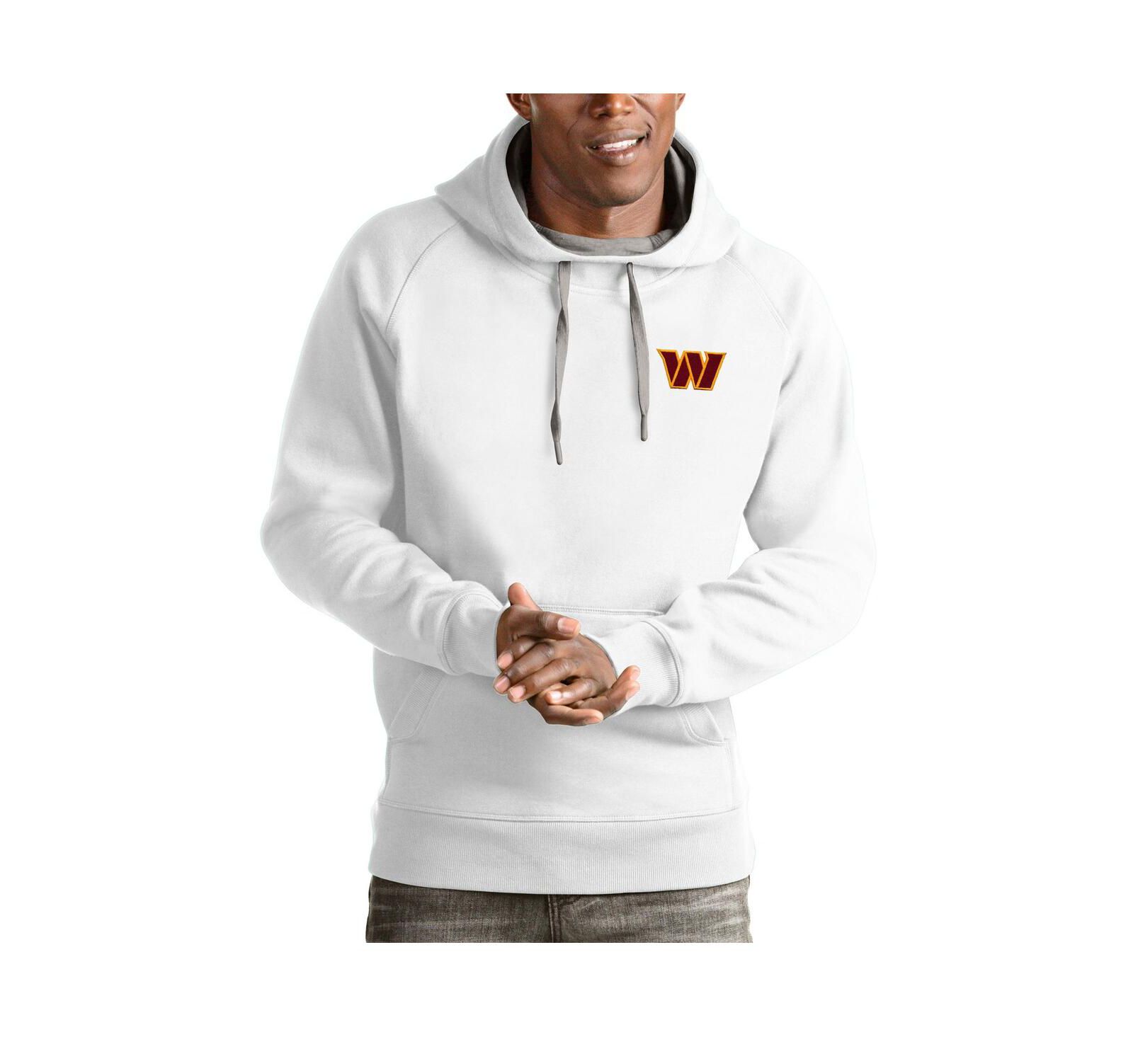 Мужская толстовка Antigua White Washington Commanders Victory Pullover Hoodie