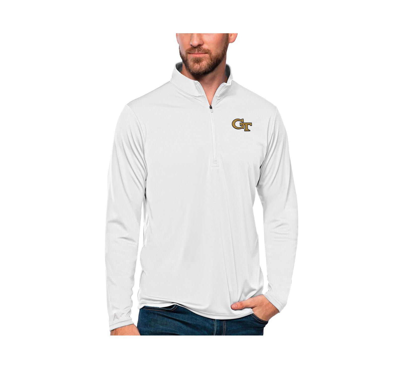 Antigua Men's White Georgia Tech Yellow Jackets Tribute Quarter-Zip Top