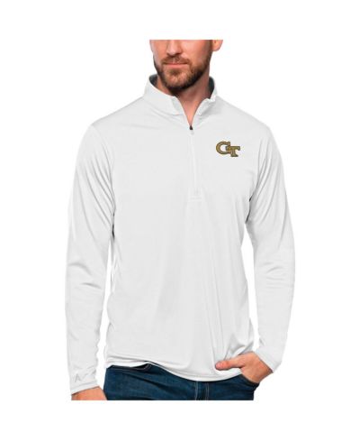 Мужской джемпер Antigua White Georgia Tech Yellow Jackets Tribute Quarter-Zip Top