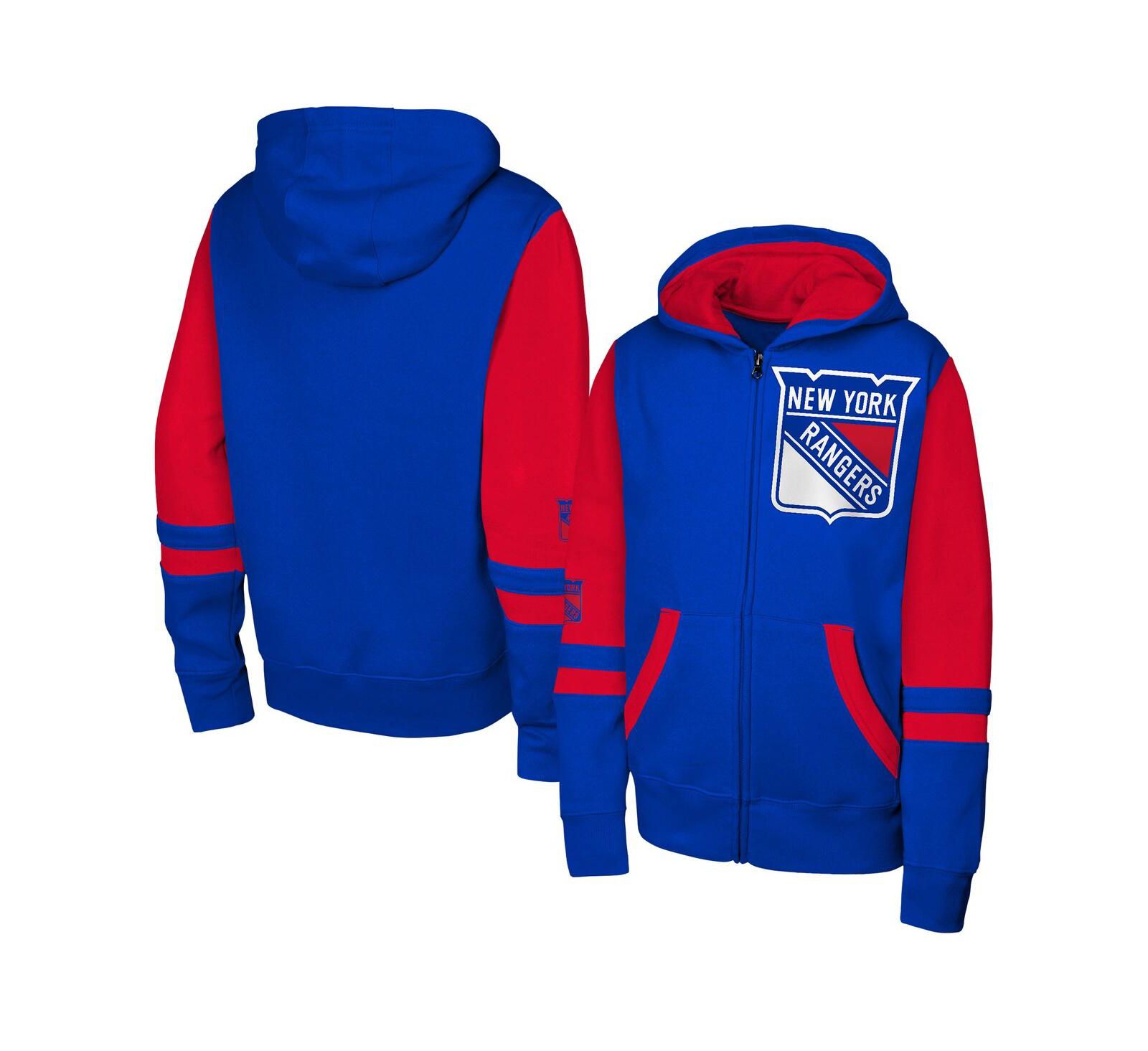 Худи Outerstuff Blue New York Rangers Face Off Full-Zip для мальчиков и девочек