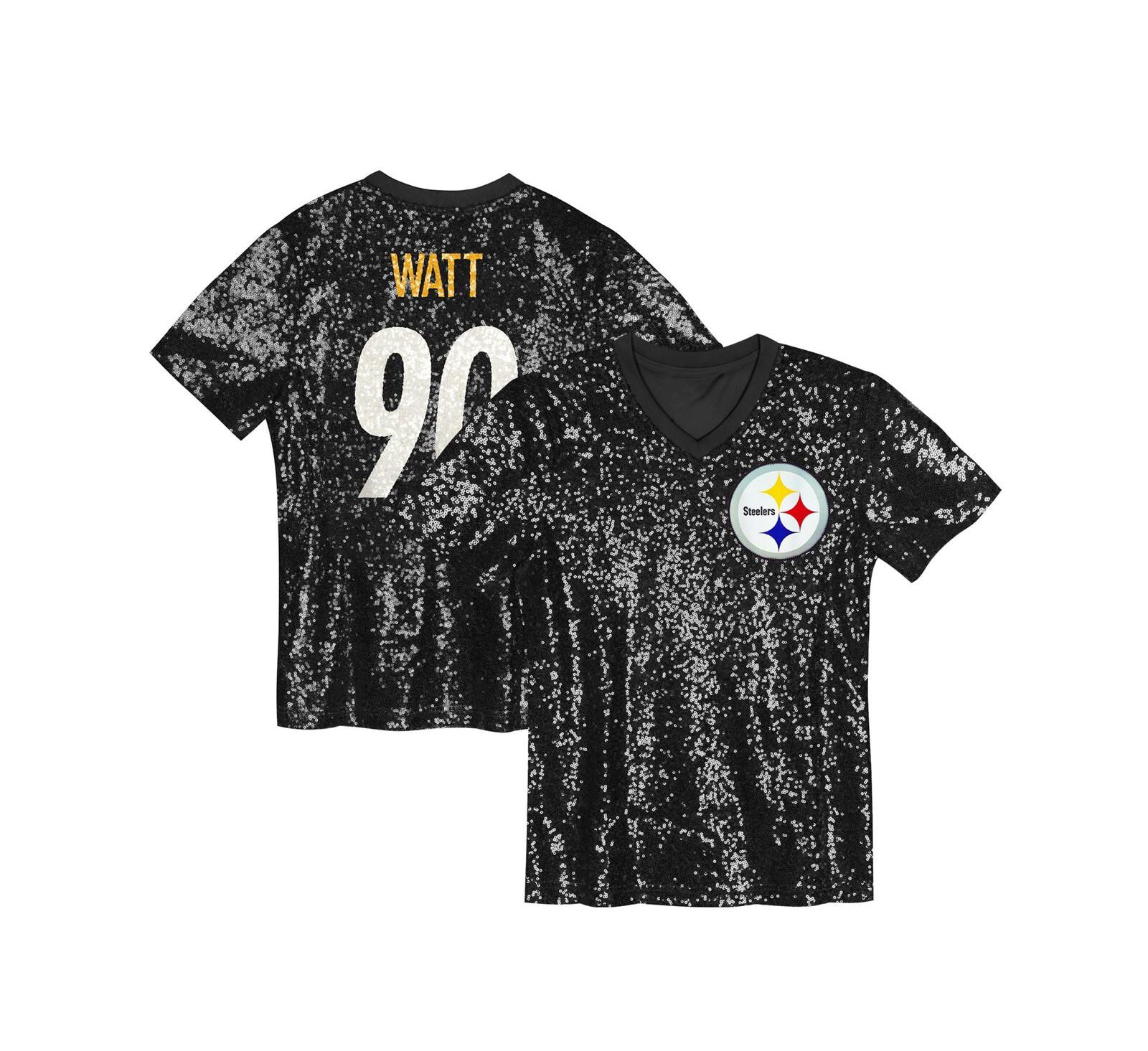 Джерси Outerstuff Women's T.J. Watt Black Pittsburgh Steelers V-Neck